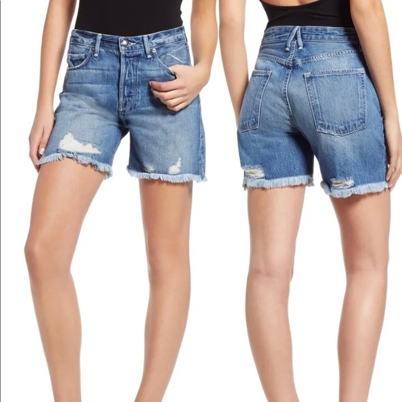 Good American Pants - Good American- High Waist Cuttoff denim shorts
